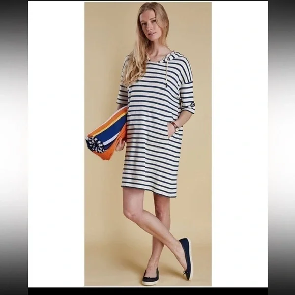 Barbour Renishaw Sweat dress in Ecru striped size 12 - Picture 6 of 6